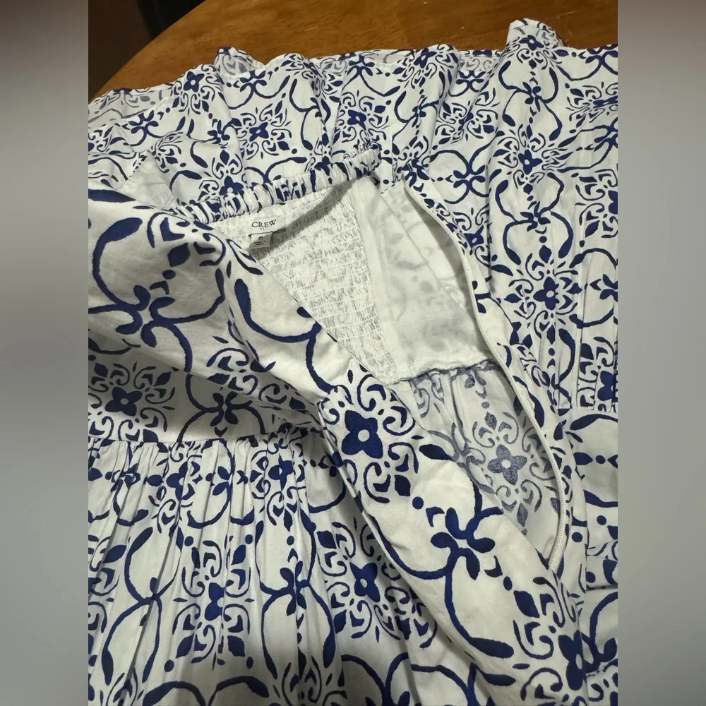 J. Crew factory blue and white Poplin corset midi dress Size 6 - Picture 7 of 14